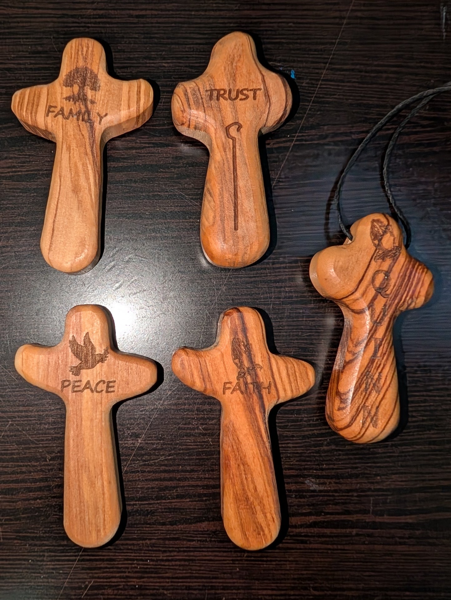 Custom Olive Wood Cross Necklace/Pocket Cross